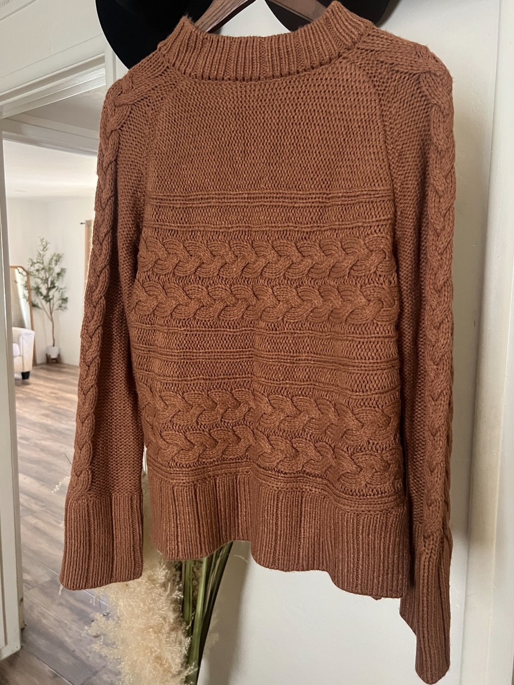 St. John's Bay Cable Knit Sweater - Rust Brown